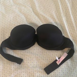 VS Pink Black Strapless Bra